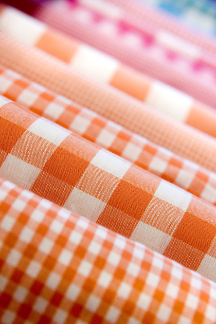 Oranje geruite kinderkamerstof